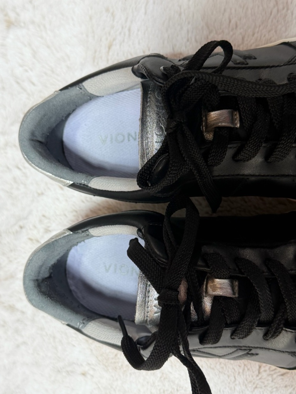 Women’s Vionic Kimmie Court Sneaker Black & Silver Leather 11W - Picture 10 of 16